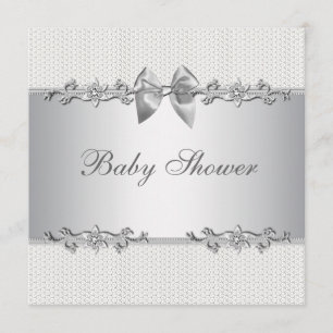Elegant Grey and White Baby Shower Invitation