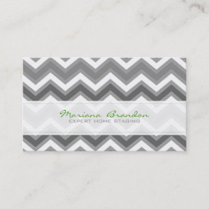 Elegant Grey And White Chevron Pattern 2 Business Card