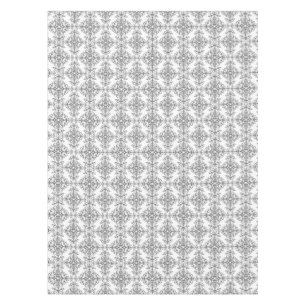 Elegant Grey and White Floral Vintage Style Damask Tablecloth