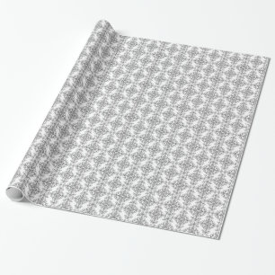 Elegant Grey and White Floral Vintage Style Damask Wrapping Paper