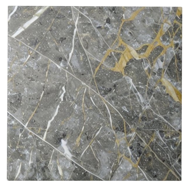 Elegant Grey and White Marble Ceramic Tile (Front)