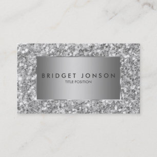 Elegant Grey And White Sparkling Glitter Pattern Business Card