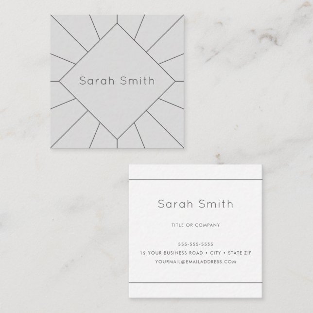 Elegant grey and white square business cards (Front/Back)