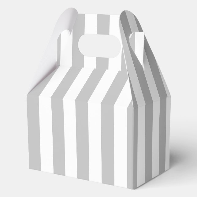 Elegant Grey and White Striped Pattern Favour Box (Back)