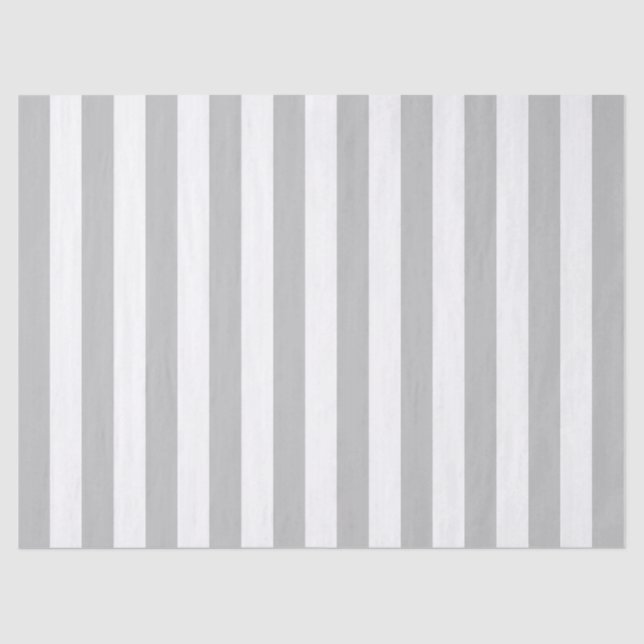 Elegant Grey and White Striped Pattern Tissue Paper (Front)