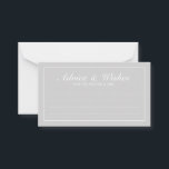 Elegant Grey and White Wedding Advice and Wishes Card<br><div class="desc">Beautiful Elegant Grey and White Wedding Advice and Wishes Card
featuring your information in white elegant font style with white rectangle border.

Click on the customise it button to personalise the design.</div>