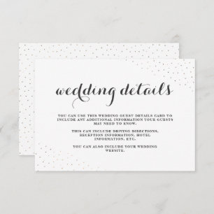 Elegant Grey and White with Dots Wedding Details Enclosure Card