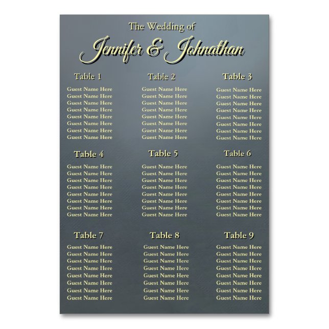 Elegant Grey Background Wedding Seating Chart Table Number (Front)