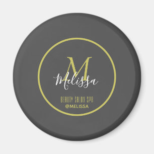 Elegant Grey Beauty Salon SPA by Melissa Monogram Magnet