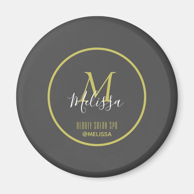 Elegant Grey Beauty Salon SPA by Melissa Monogram Magnet (Front)