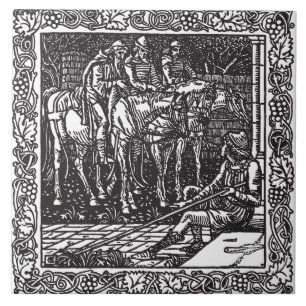 Elegant Grey Black Neoclassical Antique Repro Ceramic Tile