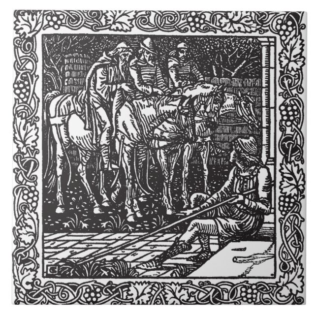 Elegant Grey Black Neoclassical Antique Repro Ceramic Tile (Front)