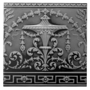 Elegant Grey Black Neoclassical Antique Repro Tile