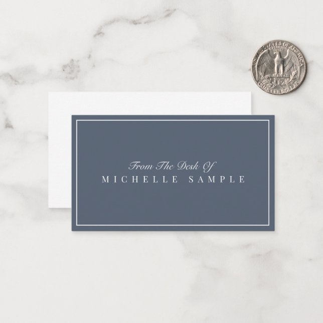 Elegant Grey Blue Modern Personalised Office Name Card (Front/Back In Situ)