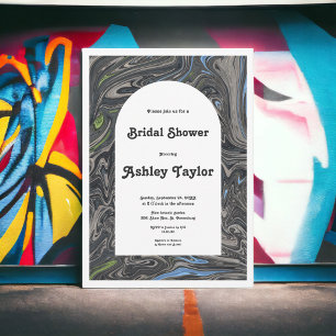 Elegant Grey Blue Painting Abstract Bridal Shower Invitation