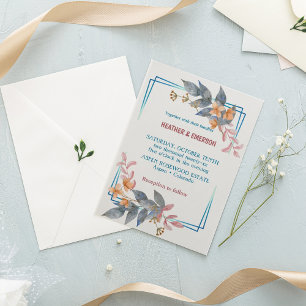 Elegant grey-blush flowers Wedding Invitation
