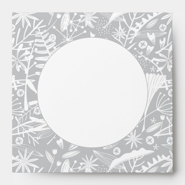 Elegant Grey Botanical Silhouette Floral Envelope (Front)