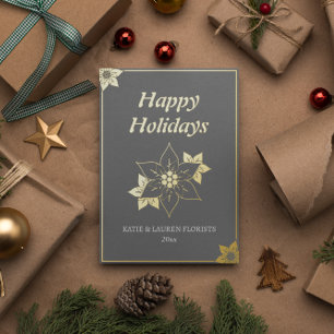 Elegant Grey Business Logo Christmas Foil Holiday Card