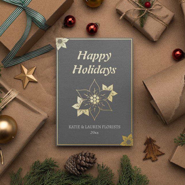Elegant Grey Business Logo Christmas Foil Holiday Card (Creator Uploaded)