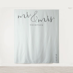 Elegant Grey Calligraphy Tapestry