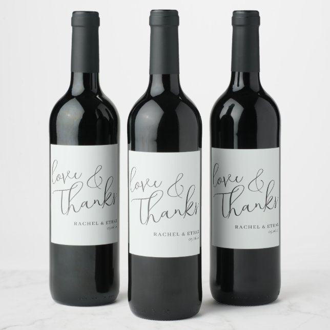 Elegant Grey Calligraphy Wine Label (Bottles)
