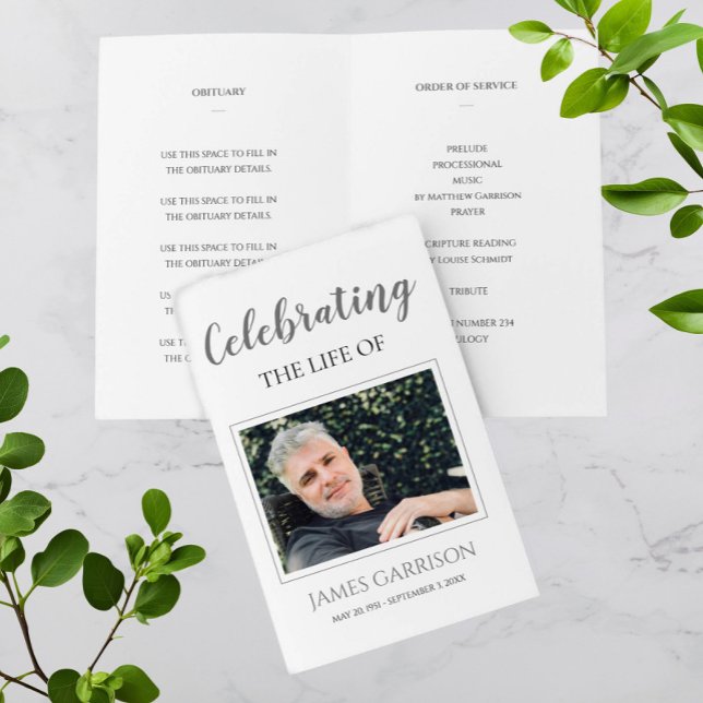Elegant Grey Celebration of Life Memorial Program Flyer (Creator Uploaded)