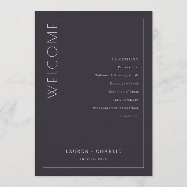 Elegant Grey Ceremony Program (Front)