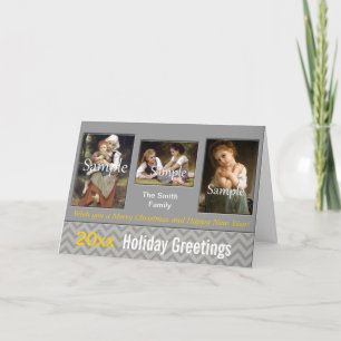 Elegant grey chevron holiday, Christmas, New Year Holiday Card