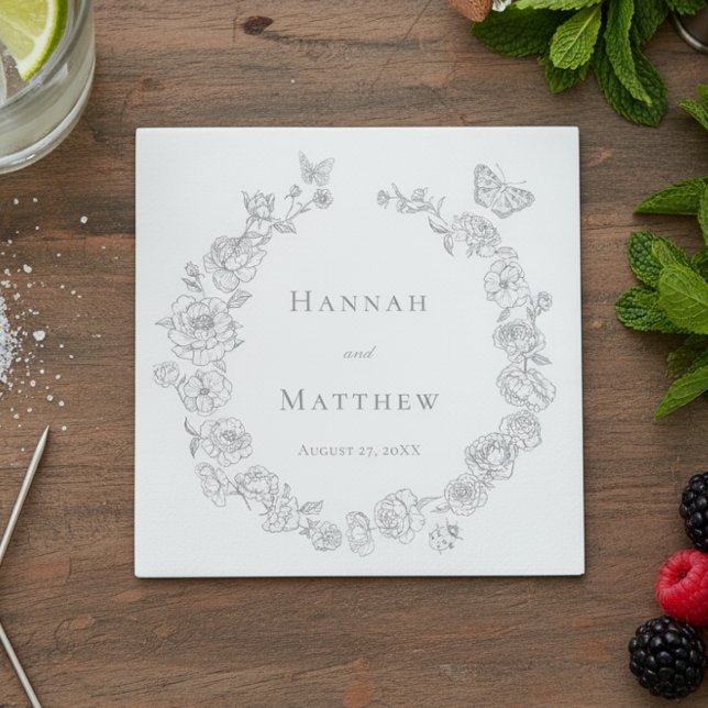 Elegant Grey Chinoiserie Bird Crest Wedding Napkin (Creator Uploaded)