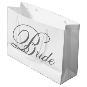 Elegant Grey Classic Script Bride Large Gift Bag