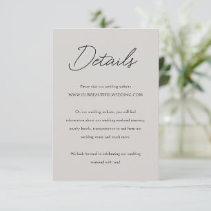 Elegant Grey Classic Wedding Enclosure Card