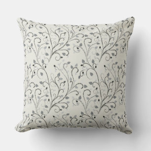 Elegant grey contrast leaf pattern cushion
