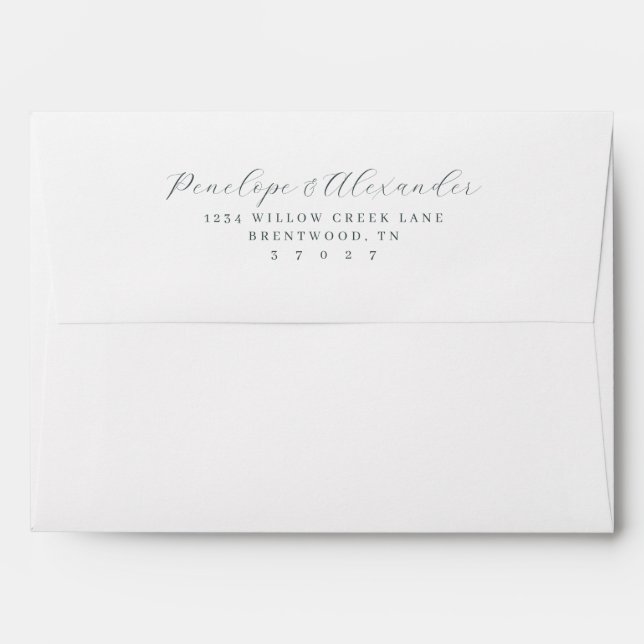 Elegant Grey Cursive Address Envelope (Back (Top Flap))