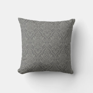 Elegant Grey damask-inspired patterned Throw Pillo Cushion