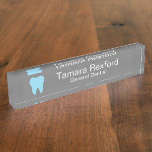 Elegant Grey Dental Office Desk Nameplate