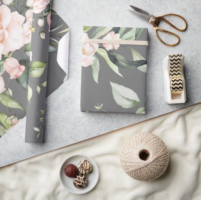 Elegant Grey Eucalyptus Greenery Wedding Wrapping Paper (Crafts)
