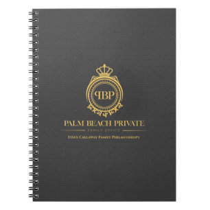 Elegant Grey Faux Leather Custom Logo Notebook