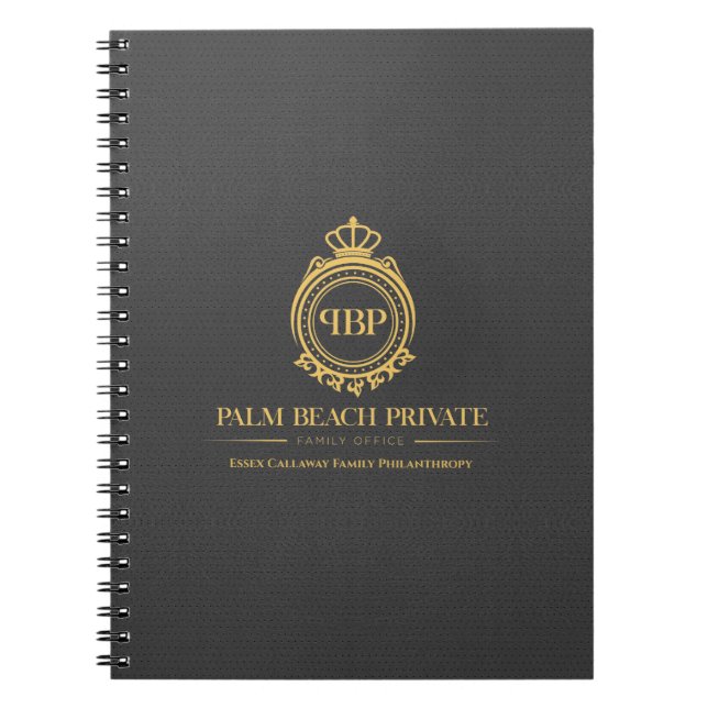 Elegant Grey Faux Leather Custom Logo Notebook (Front)