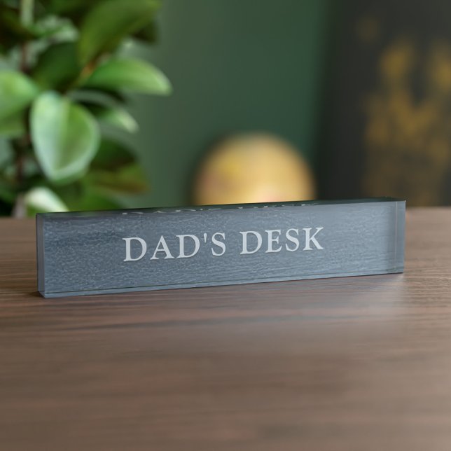 Elegant Grey Faux Leather Dad's Desk Name Plate (If you're looking for a gift for your dad and he has a desk - boom! Here's his desk name plate! )