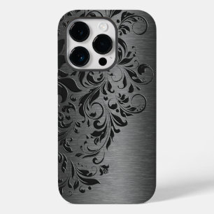Elegant Grey Floral Lace On Grey Case-Mate iPhone 14 Pro Case