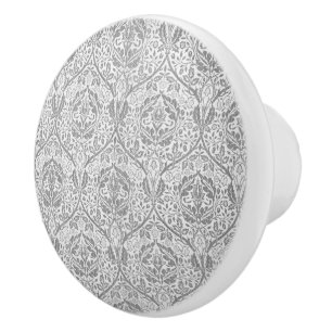 Elegant Grey Floral Pattern Ceramic Knob