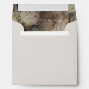 Elegant Grey Floral Pink Rose Gold Glitter Wedding Envelope