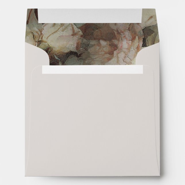 Elegant Grey Floral Pink Rose Gold Glitter Wedding Envelope (Back (Bottom))