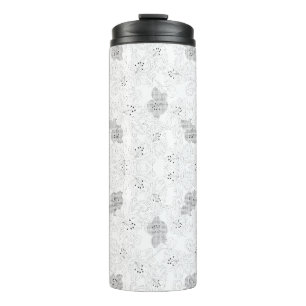 Elegant Grey Floral Thermal Travel Tumbler