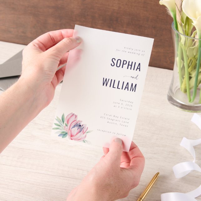 Elegant Grey Floral Wedding Invitation (Handheld)