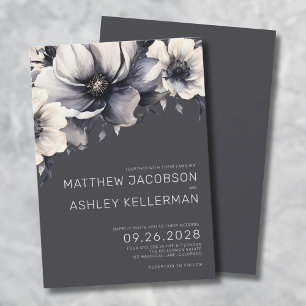 Elegant Grey Floral Wedding Invitation