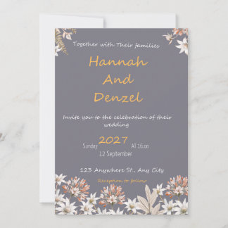 Elegant Grey Floral Wedding Invitation | Watercolo