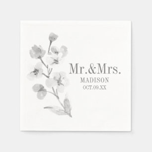 Elegant  grey floral wedding  napkins