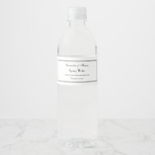 Elegant Grey Framed H Water Bottle Label