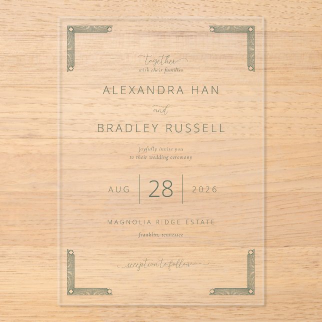 Elegant Grey Geometric Wedding Invitation (Front)